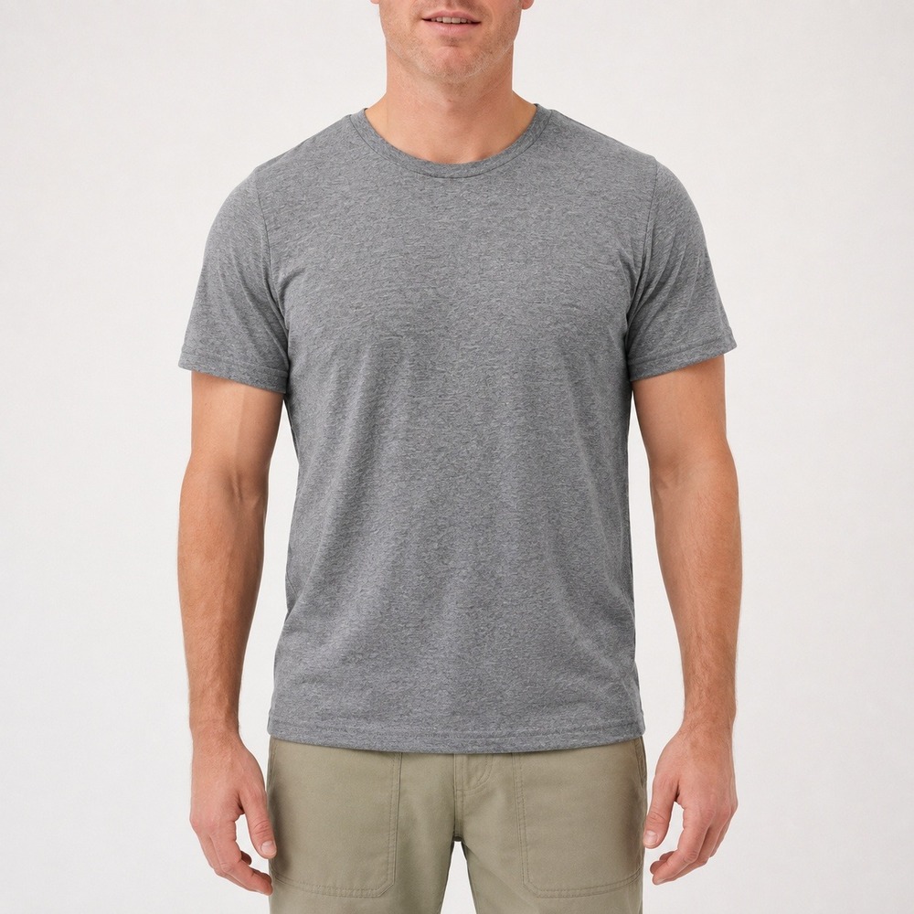 Pact Mens Organic Cotton Essential Short Sleeve Crewneck T-Shirt Grey Large